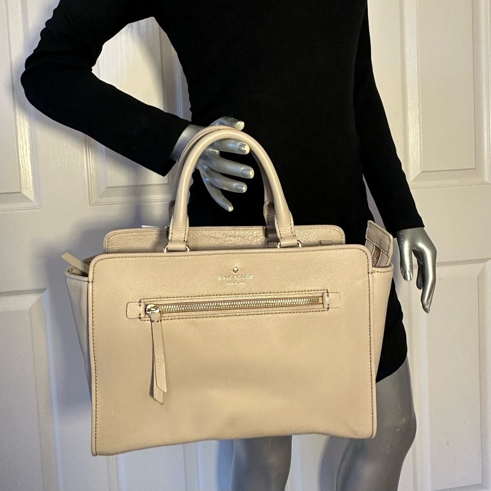 KATE SPADE | Large Cream Leather Satchel with Removable Crossbody Strap NWT - Picture 5 of 6